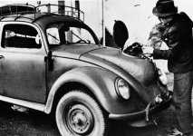 1942 VolksWagen Beetle Holzbrenner with alternative fuel Wood Stove B&W.jpg