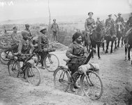 Indian cyclists at the cross-roads on the Fricourt-Mametz road, July 1916..jpg