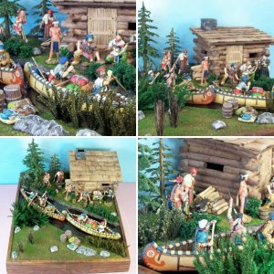 Log Cabin River Diorama