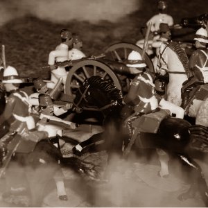 Battle of Kassassin - on the drawing room carpet - at night - photographed by a war correspondent who was there at the time.