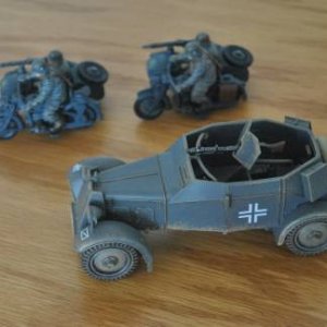 Adler Kfz 13 w/motorcycle & sidecar tandem