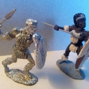 54mm Zulu Warriors., Each kit comes with 2 heads, 2 kits shown.