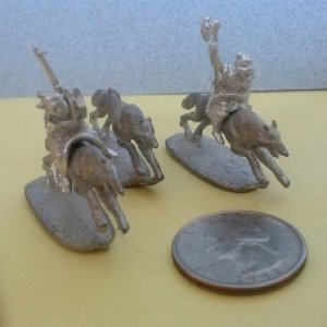 25mm Ogres riding Wolves 5 piece kit.  Great for fantasy war gaming.