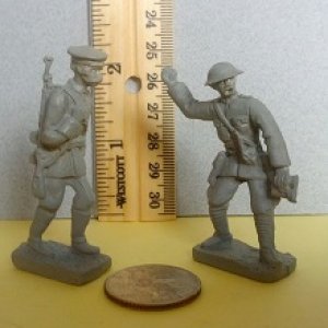 54mm WW1 German Marching & Brit. Arty Officer 2 kits.