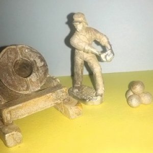 54mm siege mortar with mortar rounds and Mortar gunner. 2 kits