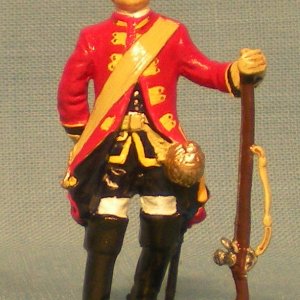 A trooper of the 1st, or Royal, Regiment of Dragoons.  The regiment was originally raised in 1661; in 1758, it was part of the first British deploymen