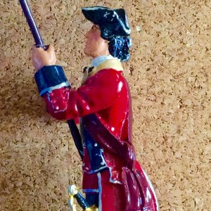 60th (Royal American) Regiment of Foot. 1755-1762. Ensign carrying King's Colour in parade dress. Model by W Britain.