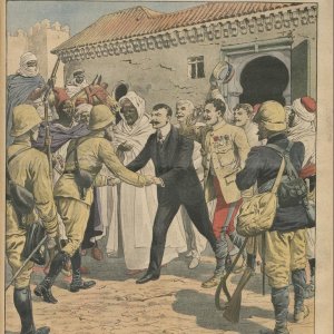 Mangin recovers French prisoners at Marrakesh (1912, Le Petit Journal)