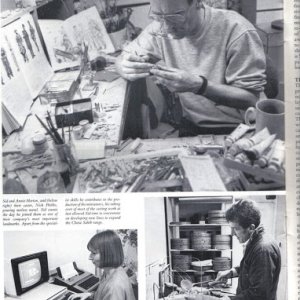Sid Horton, his wife, and caster at workin their Brighton Basement during the 1970's and early 1980's.