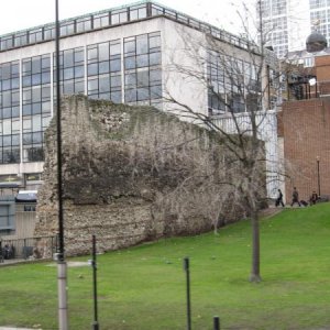 A piece of wall built by the Romans still stands in London