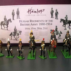 Britains Hamleys Hussar Regiments of the British Army LD set of 1000. I was told there were a lot of design problems with this set, and the only horse