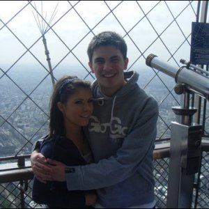 With Mrs. Molloy herself atop the Eiffel Tower - April 2008.