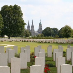 Bayeux Cemetery with Cathedral in view