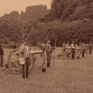 Cannoneers at "post"position. Saltville Va.