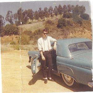 family owned 56 tbird,in calif after driving the mother road rt 66, 1963