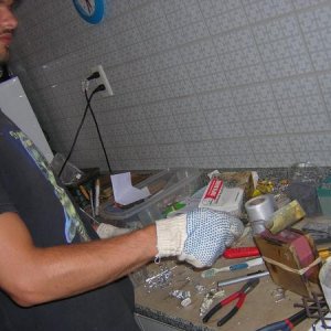 Pouring metal into the moulds