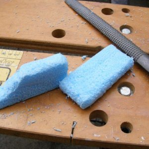 Using a bastard file / rasp, roughen up all the edges of the foam.