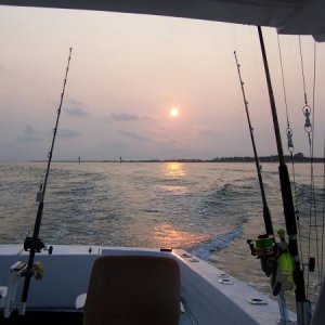 Sun rise over Hateras Inlet.