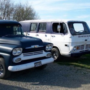 my 58 & my 68 Van. Gotta love them old Chevys.