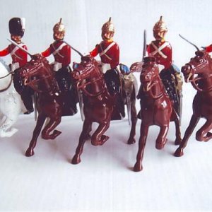 Britains # 00169 Heavy Brigade. The four troppers are actually the 6th Inniskilling Dragoons, with an Officer from the Royal Scots Greys, strange comb