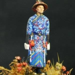 Qing Dynasty Official, China wearing the colourful dragon robe. Scratchbuilt.