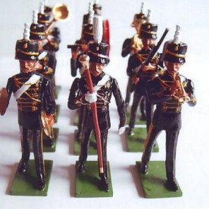 RP World Models 3rd Kings Hussars 12 piece band. Had this made to match the Britains 7th Hussars 12 piece band Jubilee issue in 2001. These two regime