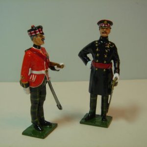 Royal Scots  painted in gloss. Officer in frock coat made up from pieces from my spares box