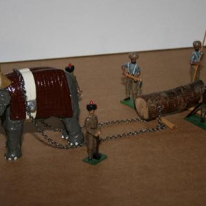 Marlborough - Idian Elephant working party (foot figures are Kingcast)