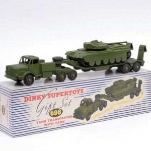 Dinky Tank Transporter with Tank # 698. This vehicle was known as the Mighty Antar. Moved our Centurions & Conquerors around Germany to the training a