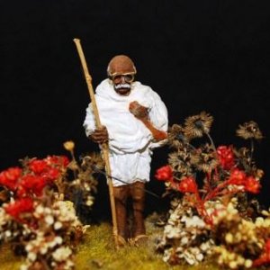 Mohandas Gandhi figure, scratchbuilt.