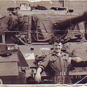 This is me Munster Germany 1960, just done a bit of the old spit & polish on our Centurion, photo looks like it got run over by the Cent lol.