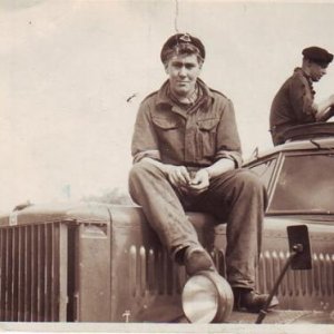 Another name the old memory let me down on. One of A Squadron Trooper's sitting on the Mighty Antar Tank Transporter.