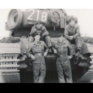 QOH Tank Crew. The lad standing front left is my old mate Dick Mather we were in boy service together (we still keep in touch) He was one of the nices