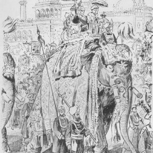 The Vice-Regal procession at the Indian Durbar, 
headed by Lord and Lady Curzon.