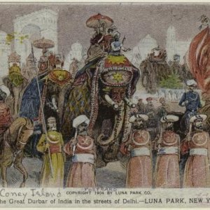 The great durbar of India in the streets of the Delhi-Luna Park, New York.