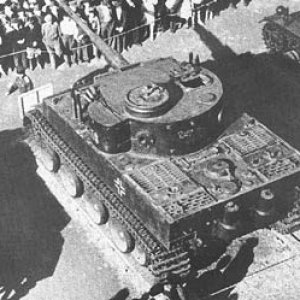 Another rare shot - a top view of a pre-production Tiger tank. Moscow, the captured weapons exhibition. June 1943. On the photo the roof of the turret