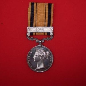 Medal given to 

Pte W Higgins, 2/21st Foot, Royal Scot Fusiliers