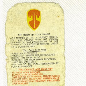 macv card,,issued to all incoming troops and used as a legal basis later if charges were brought in handling those people,
  Shooting them counted as 