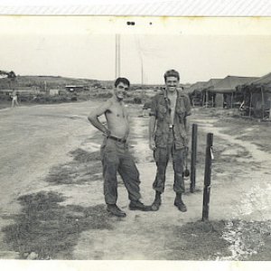 Two of the 1st Div originals who went over on the troopship,,L. John "machine gun " Watson,,R, Barry Strand who came from Canada to enlist when shortl