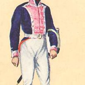 Johann Baptist Cantler, Bayerische Armee 1800 -1873, Abb.38: 5. Linien-Infanterie Preysing, Hautboist

Hautboisten tragen den Hut statt des Kaskets, a