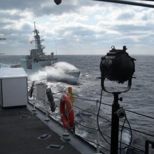 HMCS Athadasken coming along side for fuel.