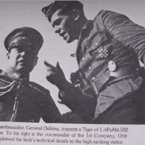 Commander 1st Company of 1./sPzAbt.502, ObLt. Diehls, with the Japanese ambassador, General Oshima.

http://www.tiif.de/thread.php?threadid=57&sid=f8b