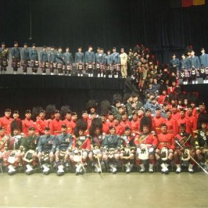 Massed Pipes and Drums 2009.In the picture we have the RCMP,Air Command,2 RCR,Atlantic Region Cadets,Black Watch Tattoo Band.