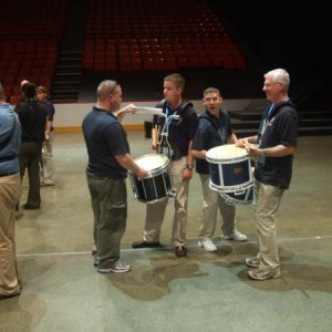 Drummers during the many practices we had on the Metro Centre floor.