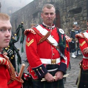 Edinburgh tattoo 2004 drummers.Taken just before we march on.I`m the one in the middle.