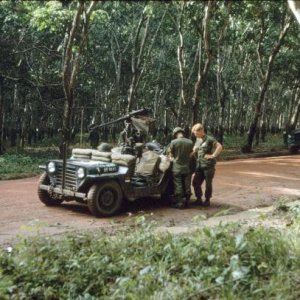 Dec 66 ,rubber tree plantation,recon vech,mounted 50 cal.