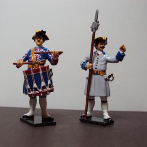 Tradition castings painted as De La Sarre regiment