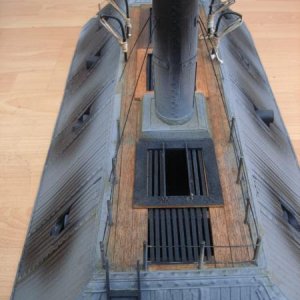 DSC05400.CSS.TENNESSEE, Confederate Ironclad
view from above the rear gun deck, upper deck interior access hatch, upper deck railings Funnel and venti