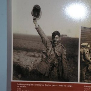 At last: Portuguese soldier celebrates the Armistice