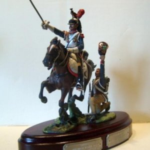 Chas Stadden # 136. Double figure Mounted Soldat Premier Regiment de Cuirassier-1815 + Voltiguer 45 de Ligne-1815.  Its really one stunning model, har